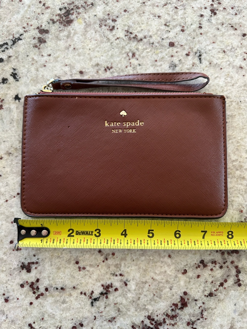 Kate Spade New York Brown Tan Genuine Saffiano Leather Wristlet Wallet Boho Chic - Picture 3 of 11